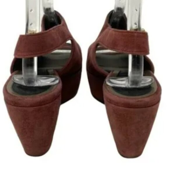 Marni Y2K Wine Suede Peep Toe Slingback Platform Wedges - Size 8.5 - Picture 4 of 7